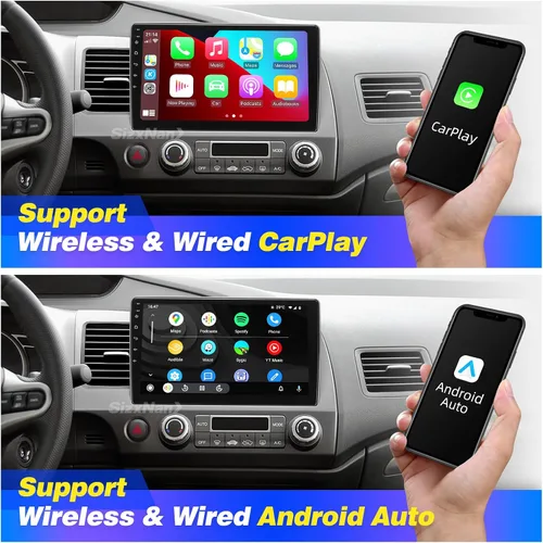 Miniatura 2 de Pantalla táctil Android compatible con Carplay Android Auto, radio de coche estéreo Bluetooth navegación reproductor multimedia GPS WiFi FM/AM