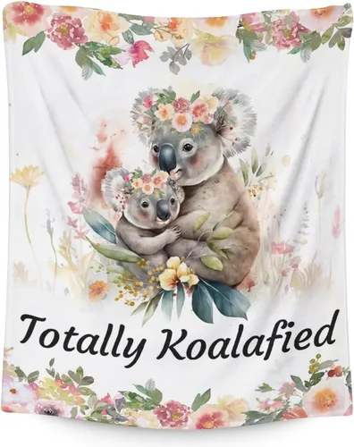 Miniatura 19 de Manta Koala para los amantes del koala, tamaño de cuna de 40 x 50 pulgadas, manta suave y acogedora para regalo, manta negra de dibujos animados