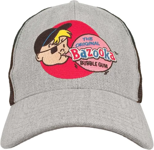Miniatura 2 de Tee Luv Bazooka Bubble Gum Candy Hat - Retro Bazooka Joe Cartoon Gorra de béisbol (gris y negro)