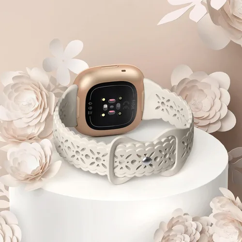 Miniatura 2 de Dirrelo Paquete de 4 bandas de encaje de silicona compatibles con bandas de Fitbit Sense/Bandas de Fitbit Versa 3 para mujer/Bandas de Fitbit Versa