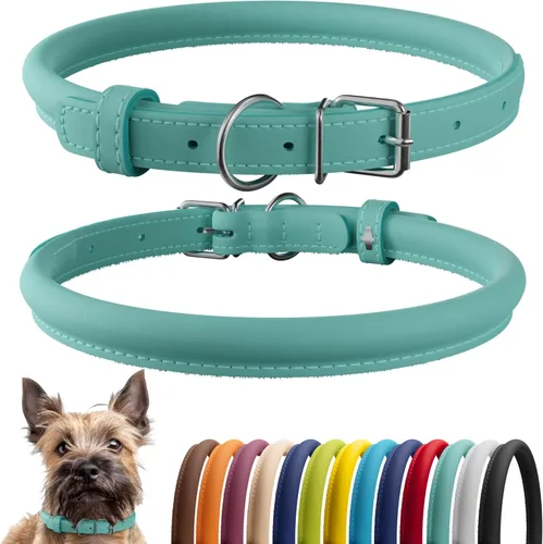 Miniatura 84 de CollarDirect Collar de perro con tachuelas, collares de cuero para mascotas para perros pequeños, medianos y grandes, acolchado suave, marrón, negro