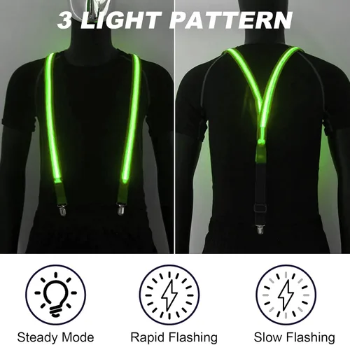 Miniatura 4 de Ainiv Corbatas iluminadas, corbatines y tirantes LED, suministros de fiesta que brillan en la oscuridad, ajustables para mujeres y hombres