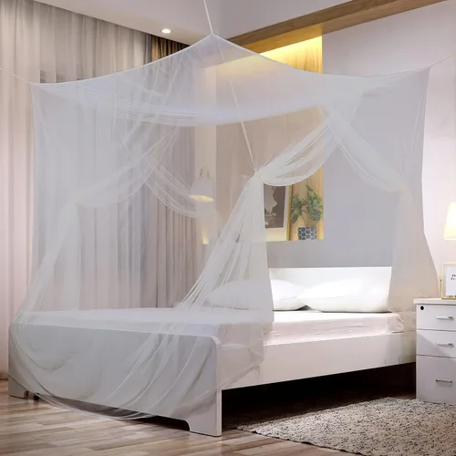 Miniatura 8 de No-See-Um - Mosquitera cuadrada cónica de malla para cama Queen incluso King, 2 entradas para camping, color gris