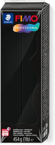 Staedtler FIMO 8041-9 - Arcilla polimérica profesional para hornear, para joyería, escultura, modelado, negro, bloque de 1 libra, 8041-9