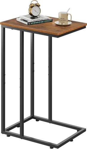 Miniatura 14 de WLIVE Mesa auxiliar negra, mesa auxiliar en forma de C para dormitorio, oficina en casa, dormitorio, mesa de sofá de sala de estar, mesa de bandeja