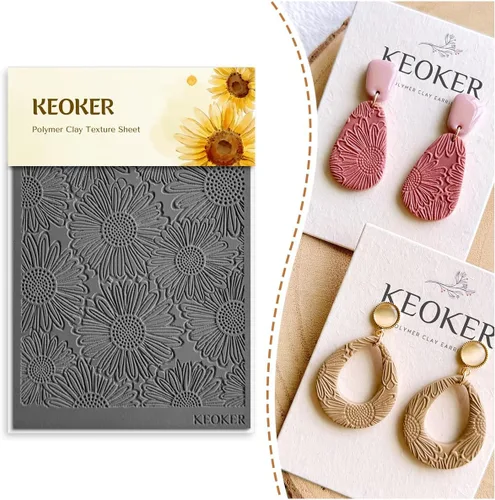 Miniatura 7 de KEOKER Juego de hojas de textura de arcilla polimérica, funciona con cortador de arcilla polimérica, el mismo efecto que el rodillo de textura