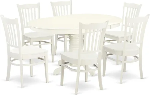 Miniatura 9 de East West Furniture AVGR5-LWH-W - Juego de comedor de 5 piezas para 4 personas, incluye una mesa de comedor ovalada con hojas de mariposa y 4 sillas