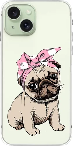 Miniatura 5 de Blingy's Funda compatible con iPhone 15, lindo patrón de pug divertido estilo perro, divertido diseño de animales de dibujos animados, funda