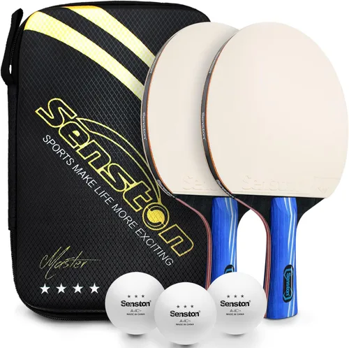 Senston Paletas de ping pong, juego de 2 raquetas de tenis de mesa prémium con 3 pelotas de ping pong para jugar en interiores y exteriores