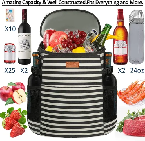 Miniatura 5 de Mochila Enfriadora de Camping para 30 Latas, Mochilas Enfriadoras Suaves Aisladas a Prueba de Fugas Bolsa Enfriadora de Viaje Impermeable Almuerzo