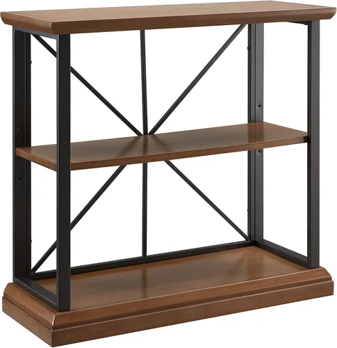 Miniatura 8 de Leick Home Ironcraft Estantería de madera maciza, 1 cajón, 2 estantes, herrajes ennegrecidos, lados de listones, fácil montaje, negro lavado, 12