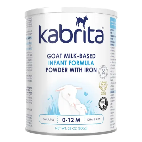 Kabrita Fórmula infantil en polvo a base de leche de cabra con hierro, DHA, ARA y prebióticos, para bebés de 0 a 12 meses, sin OMG, 28 onzas