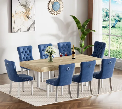 Miniatura 20 de Juego de mesa de comedor extensible marrón de 7 piezas para 6, 63 a 78.74 pulgadas, moderno juego de mesa de cocina y comedor, mesa de comedor Mesa