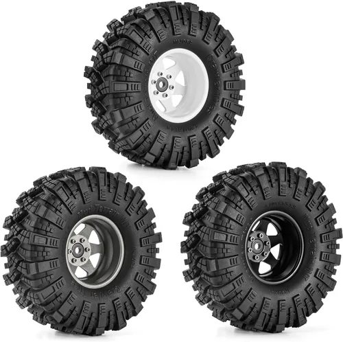Miniatura 7 de INJORA Juego de neumáticos de barro 1.9 S5 Offset -0.350 in Beadlock llanta para 1/10 RC Crawler Car Axial SCX10 90046 UTB18 TRX4 SCX10 Pro (negro)