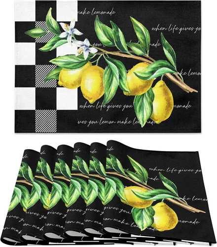 Miniatura 13 de Juego de 6 manteles individuales para primavera y verano, diseño floral, antideslizante, resistente al calor, tela de lino de algodón, cuadrados