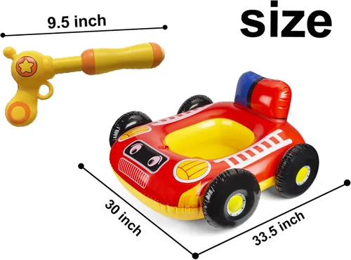 Miniatura 4 de Flotador inflable grande de verano para piscina para niños con pistola de chorro, barco pirata y camión de bomberos