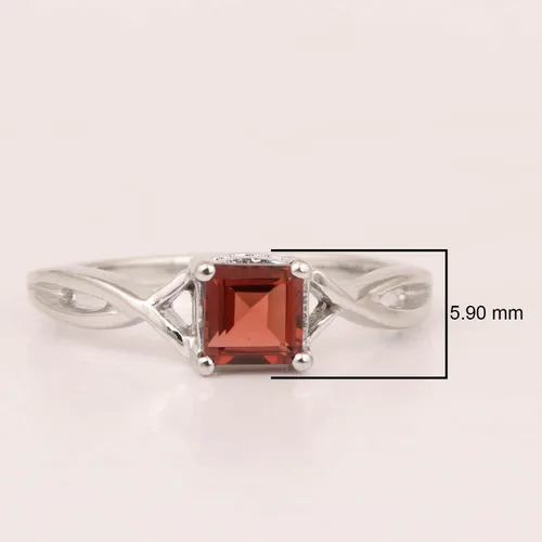 Miniatura 4 de Star Joya Anillo solitario de plata de ley 925 con piedra natal cuadrada y nudo celta, Gema