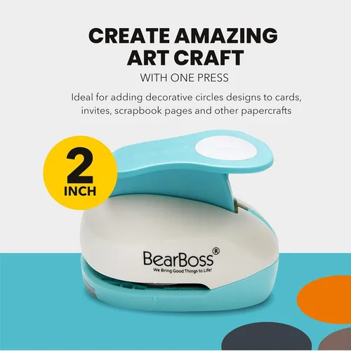 Miniatura 5 de BearBoss Perforadora Circular de 2 Pulgadas, Perforadora de Formas, Juego de Perforadoras de Papel para Scrapbooking, Papel de Festival, Tarjetas