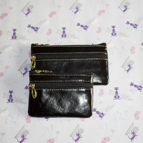 Miniatura 6 de Monedero de monedero para mujer, monedero de cuero genuino, negro, L
