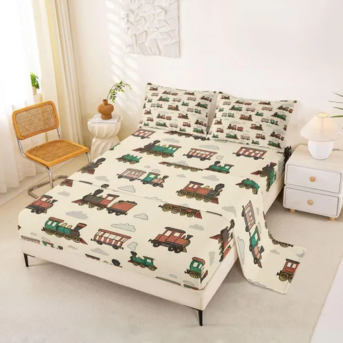 Miniatura 19 de Juego de sábanas para cama de coche de bomberos, juego de sábanas de coche de policía con bolsillo profundo, sábana bajera ajustable para decoración