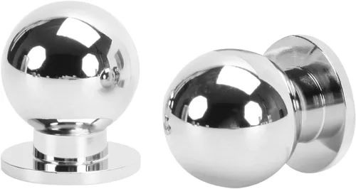 Miniatura 3 de Paquete de 10 pomos de gabinete cromados pulidos, pomos de bola de 1 pulgada (0.984 in) para muebles. Tiradores redondos sólidos para gabinetes