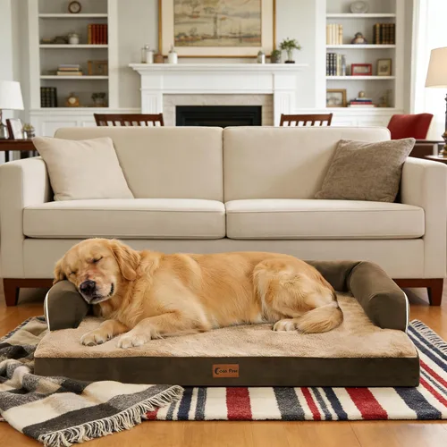 Miniatura 9 de Cama ortopédica para perros extragrandes, cama de espuma XL con forma de caja de huevos impermeable con lados 45x35 pulgadas, cama de sofá