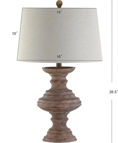 Miniatura 3 de JONATHAN Y Lámpara de mesa de resina sintética marrón de 26.5 pulgadas, diseño tradicional torneado de madera para sala de estar, dormitorio