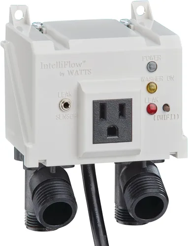 Watts Serie A2C-SC Intelliflow 1/2" Válvula inteligente de cierre de agua para lavadora con sensor de fuga, adaptadores de entrada, sin caja de