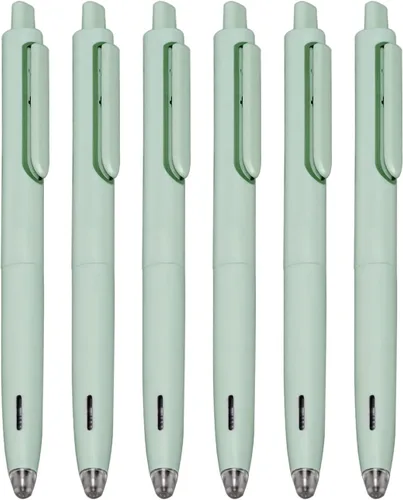 XIZE SH Bolígrafos de tinta negra para escribir notas y tomar notas de 0.020 in (0.020 in) de presión silenciosa, 6 unidades, barril verde