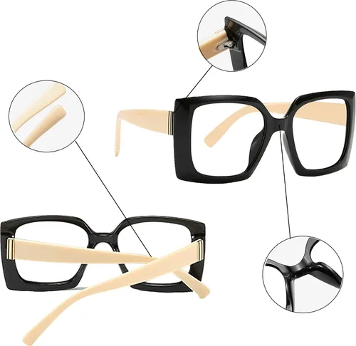 Miniatura 6 de Retro Square Gafas de lectura con bloqueo de luz azul para mujeres y hombres, de tamaño grande, antideslumbrantes, anti UV... (rosa, 2.5)