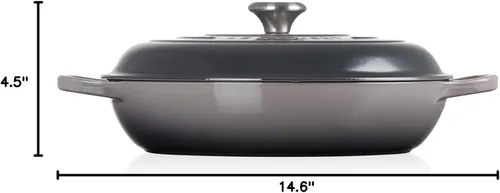 Miniatura 8 de Le Creuset Signature Cacerola de hierro fundido esmaltado, 5 cuartos de galón, color gris oscuro (Oyster)