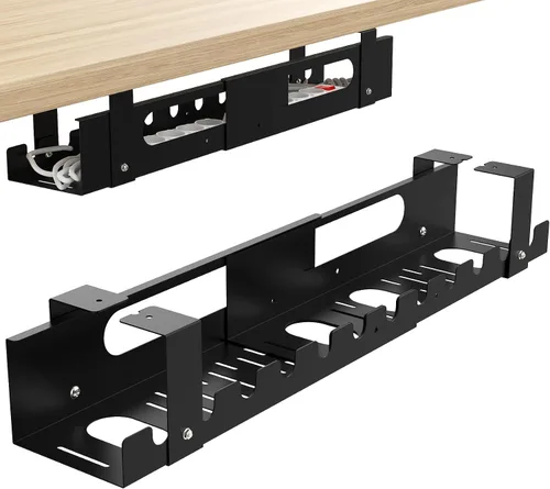 Organizador de cables para debajo del escritorio, organizador de cables ajustable grande debajo de la mesa, organizador de cables para escritorio de