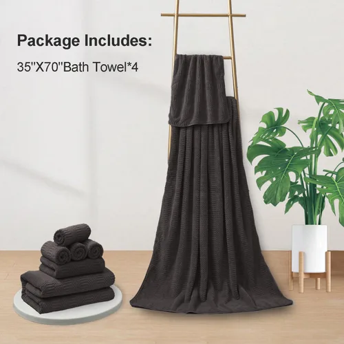 Miniatura 4 de Ferdilan Juego de 4 toallas de baño de gran tamaño de 35 x 70 pulgadas, toallas de baño extra grandes y suaves de 600 GSM, toallas de secado rápido