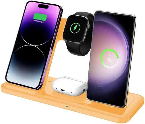 Miniatura 10 de Cargador inalámbrico para estación de carga de iPhone, plegable 4 en 1, carga rápida para iPhone 16, 15, 14, 13, 12 Pro Max, soporte de cargador