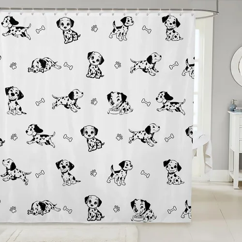 Miniatura 8 de Manfei Cortinas de ducha para niños con diseño de perros de dibujos animados, bonitas cortinas de baño para niñas y niños pequeños, cortinas