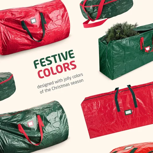 Miniatura 7 de Zober Bolsa vertical de almacenamiento para árbol de Navidad, se adapta a árbol artificial de 9 pies, bolsa para árbol de Navidad con dobladillo