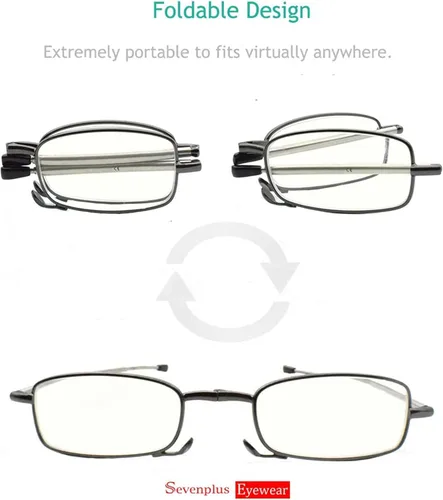 Miniatura 3 de sevenplus Paquete de 2 lentes de lectura con bloqueo de luz azul, antirreflejos UV, plegables, bisagra de resorte para computadora para mujeres
