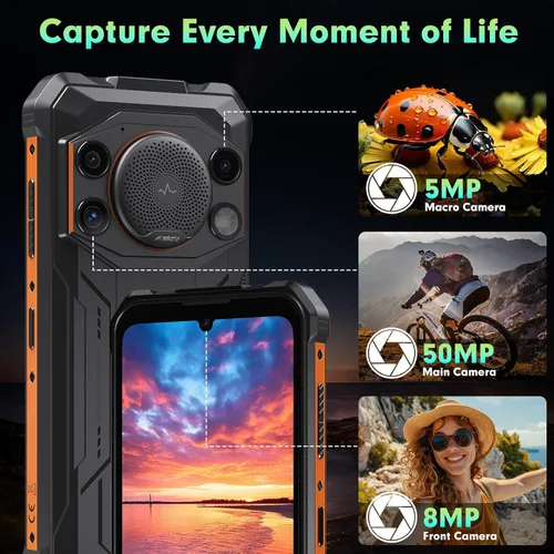 Miniatura 4 de FOSSIBOT F110L Unlocked Rugged Phone 2026, 128dB Speaker 10000mAh Battery 20W Rugged Smartphone, 50MP Camera 120LM Torch, 8(4+4) GB+128GB+2TB
