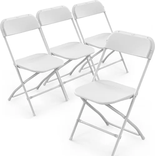 Miniatura 14 de Bonnlo Juego de Sillas Plegables de 4, Silla de Plástico Negra con Asiento Resistente y Marco de Metal, Perfecta para Fiesta, Evento, Boda