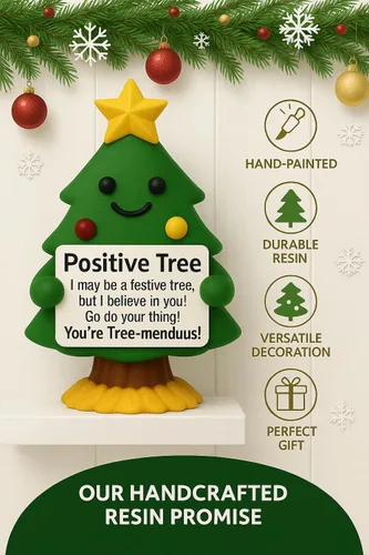 Miniatura 5 de iStatue Mini figura positiva de resina pintada a mano para árbol de Navidad, decoración de escritorio de 5 pulgadas, bonito regalo motivacional