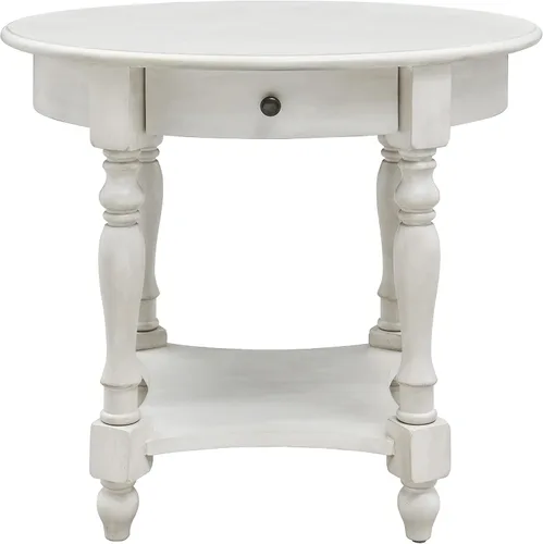 Miniatura 8 de Mesa auxiliar ovalada con cajón, estante de almacenamiento lateral de madera maciza para sofá, mesa de esquina tradicional para sala de estar