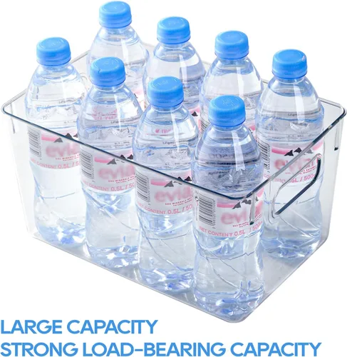 Miniatura 3 de JollyPack Paquete de 4 cubos de almacenamiento de plástico transparente, organizadores de despensa y almacenamiento con asas, contenedores