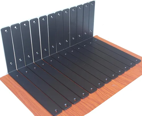 Miniatura 10 de Paquete de 12 soportes de estante en L de 8 pulgadas de largo x 6 pulgadas de alto x 1.5 pulgadas de ancho, 5 mm de grosor, soporte de estante en L