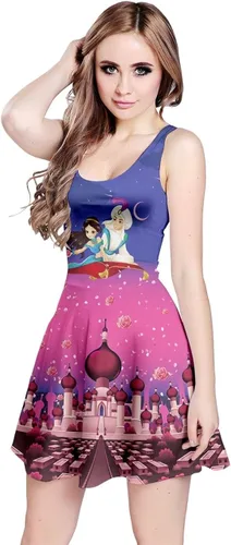 CowCow - Vestido sin mangas para mujer con diseño de sirena unicornio conejo de Alicia en el País de las Maravillas princesa de Aladino enanos