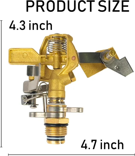 Miniatura 2 de Hourleey Rociador de impacto de latón de 1/2 pulgada, paquete de 2 cabezales de rociador de agua resistente, patrón de cobertura ajustable de 0 a