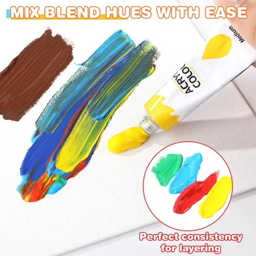 Miniatura 5 de ESRICH Juego de pintura acrílica de 12 colores (paquete de 2) con 20 pinceles, 24 pinturas acrílicas para adultos, principiantes, artistas 12