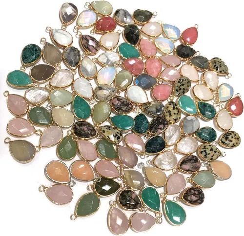Miniatura 3 de LE SKY Colgantes de piedra natural, forma de gota de agua facetada de jade malayo chakra curativo semi piedra preciosa colgante para collar