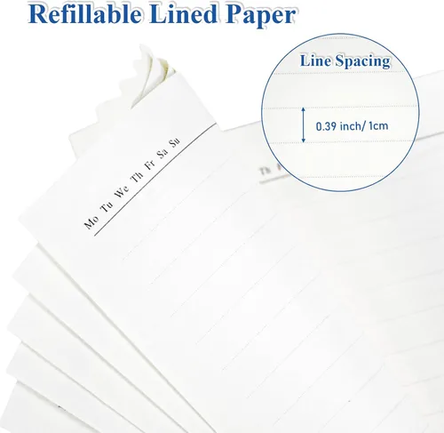Miniatura 4 de SAYEEC Papel de Recambio de Hojas Sueltas Rayado para Organizador Planificador A5, 80 Hojas con 6 Agujeros Carpeta de Anillas para Planificador