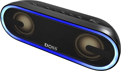 DOSS SoundBox Pro+ P300 parlante Bluetooth con sonido estéreo de 40 W, graves adicionales, impermeable IPX6, emparejamiento TWS, diversos efectos de