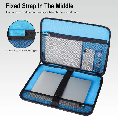 Miniatura 6 de DOMISO Funda rígida para laptop de 13 pulgadas, impermeable, a prueba de golpes, funda protectora para laptop con mango retráctil para MacBook Air